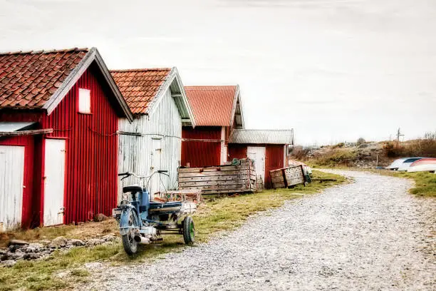Scene from beautiful Breviks Fishing Harbor on the Southern Koster Island, Sweden