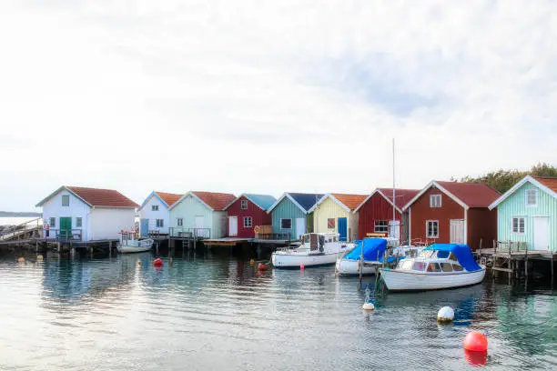 Beautiful Breviks Fishing Harbor on the Southern Koster island, Sweden