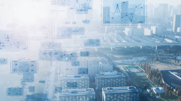 istock Smart city and communication network concept. Digital transformation. 1329831695