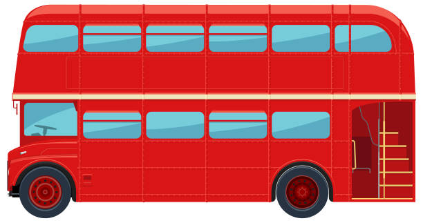 Double-Decker Bus London Bus in Red. England Double-Decker Bus Vector Illustration double decker bus stock illustrations