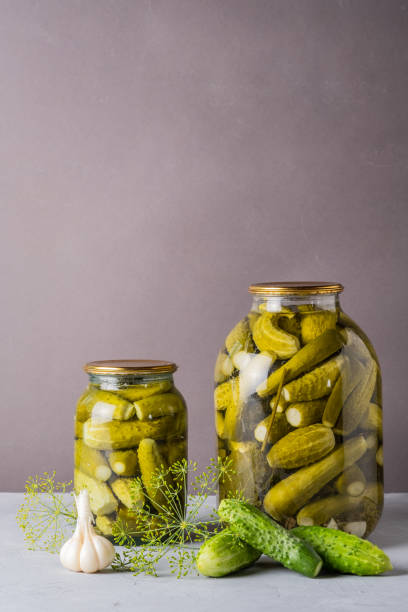 istock Pickled cucumbers in the jar. 1329833993