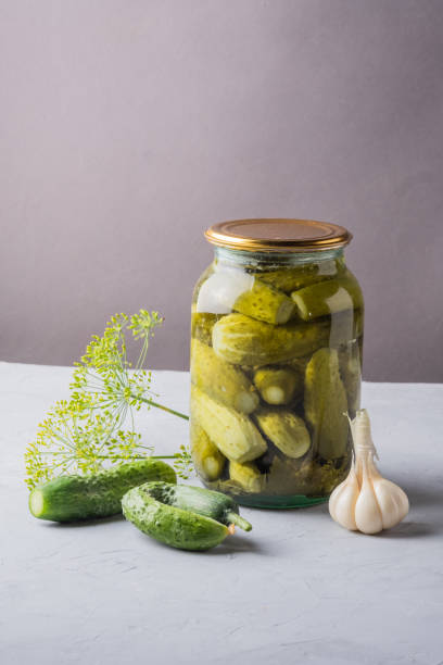 istock Pickled cucumbers in the jar. 1329833997