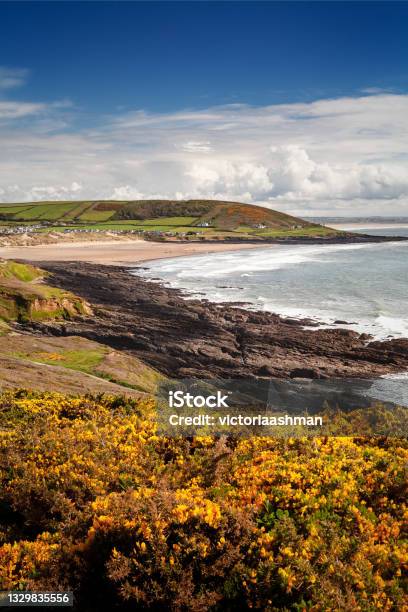 Overlooking Croyde Beach From The South West Coastal Path North Devon Stock Photo - Download Image Now