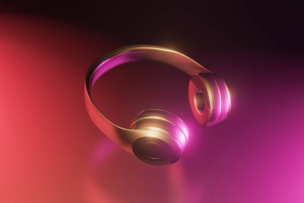 istock gold glow headphones 1329837143