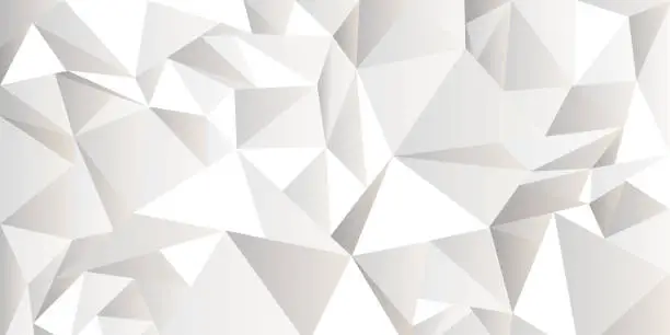 Vector illustration of White crumpled abstract background, Low Poly style