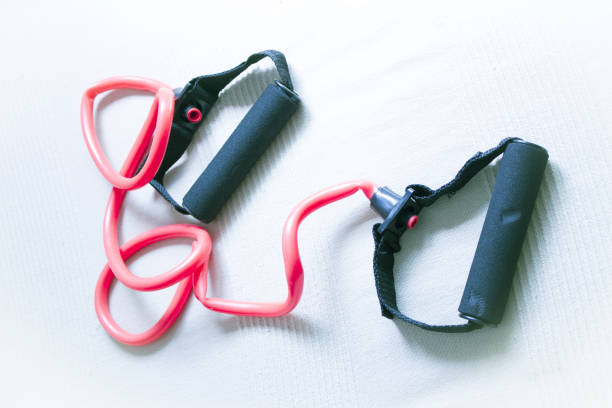 istock Elastic tape for resistance exercises. No people 1329838579