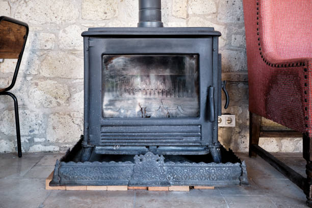 istock Traditional cast iron wood stove 1329840243