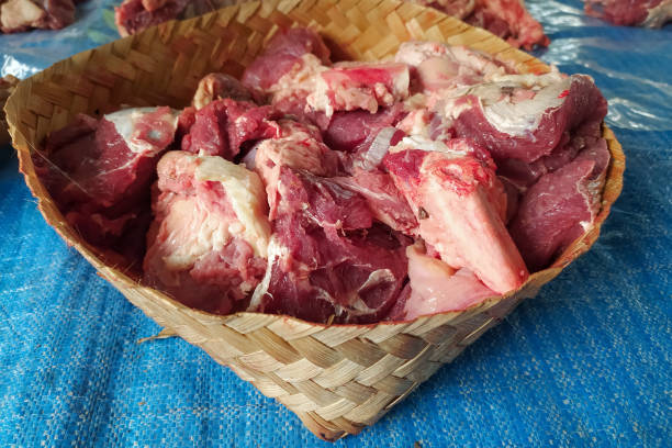 istock Beef cutlet on blue tarpaulin during Eid al-Adha 1329841727