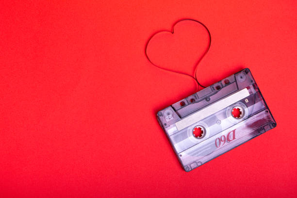 istock vintage audio cassette on red background 1329842867