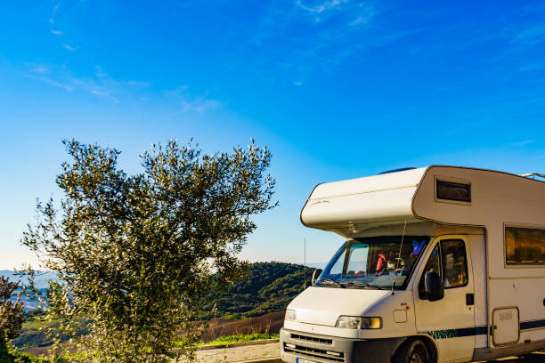 istock Rv camper camping on nature, Spain. 1329845207