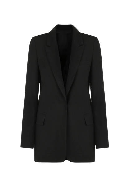 istock Blank Long Blazer Mockup. Women's Black Suit. Front view 1329845290