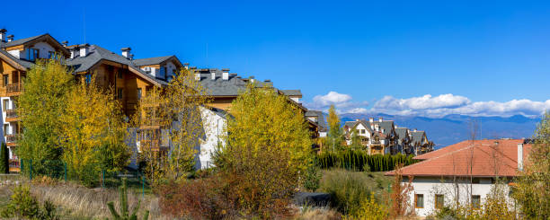 istock Bansko, Bulgaria, town autumn wide banner panorama 1329845793