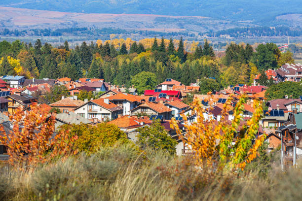 istock Bansko, Bulgaria, old town autumn panorama 1329845978