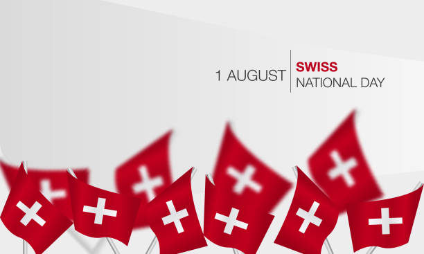 ilustrações de stock, clip art, desenhos animados e ícones de swiss national day. switzerland independence day. realistic balloons, flags, ribbons with the flag of switzerland. vector illustration - swiss francs illustrations