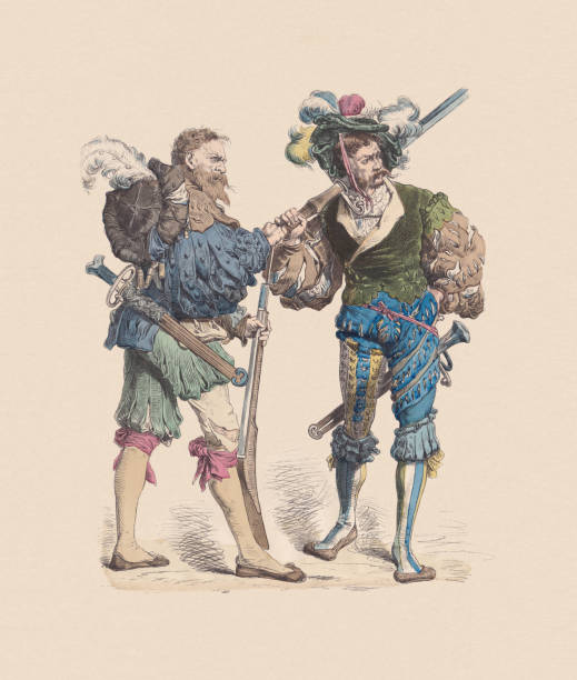istock 16th century, German lansquenets, hand-colored wood engraving, published ca. 1880 1329855419
