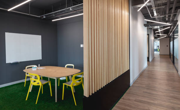 istock Interior of empty meeting room in modern office 1329856834