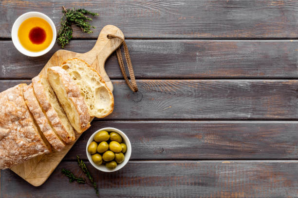 istock Ciabatta italian bread with olive oil and balsamic vinegar 1329857294