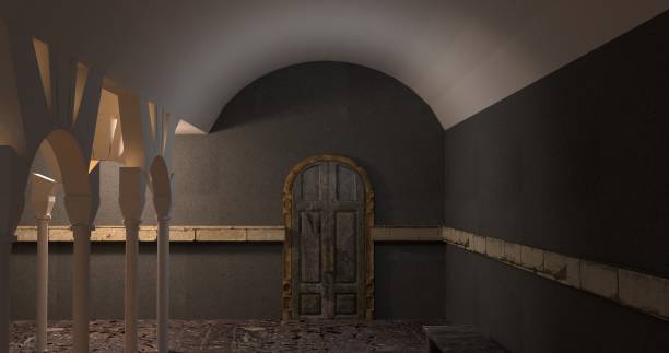 istock 3d rendering illustration of an old hall in a dark background 1329861142