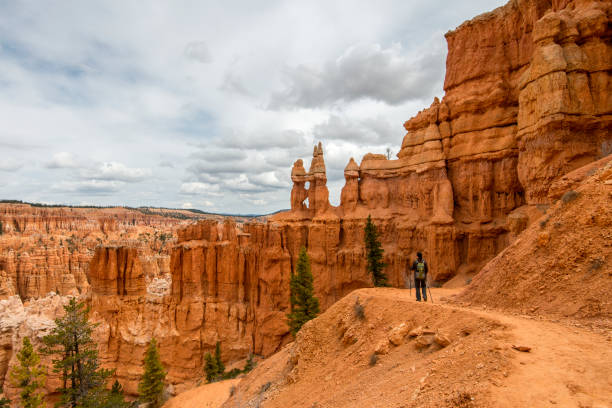 istock Female hiker walks along path in Bryce Canyon National Park 1329863663