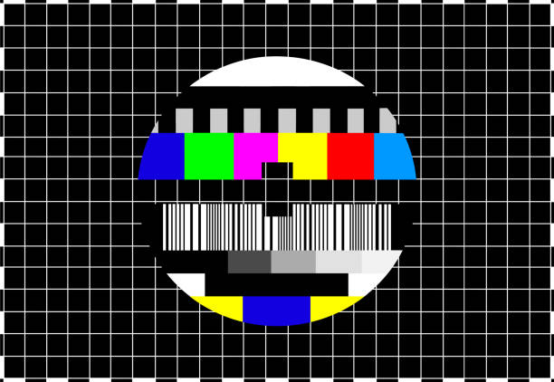 Vintage coloful TV test pattern screen, no signal found, abstract design