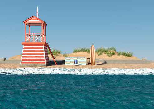 3D rendering of a seaside signpost
