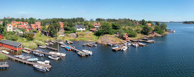 The coastline of the Baltic Sea in summer in Oxelösund, Sweden.