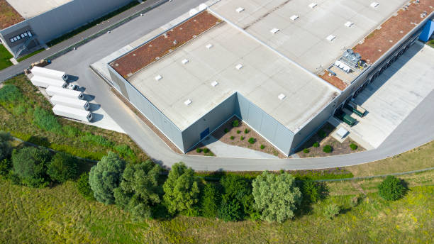 工業地帯、工業地区 - 空中写真 ストックフォト