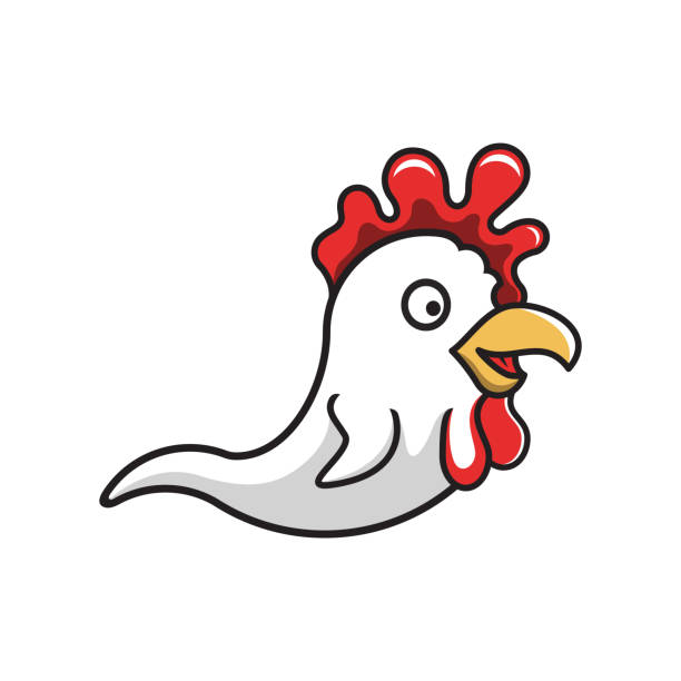 chicken ghost cartoon illustration. The mascot character is a combination of a rooster and a ghost. chicken ghost cartoon illustration. The mascot character is a combination of a rooster and a ghost. scared chicken cartoon stock illustrations