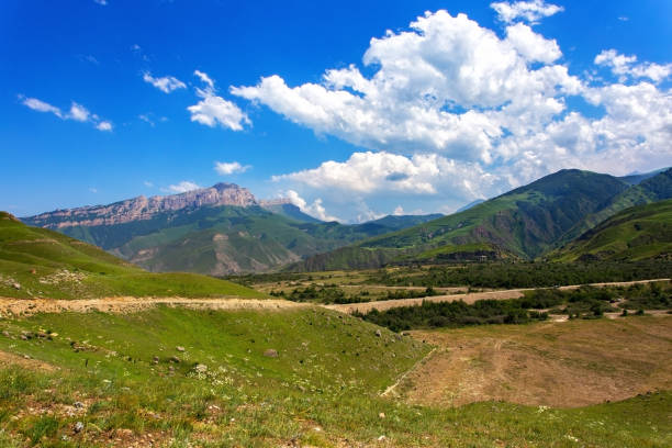 istock Mountain landscape view. Summer sunny day in valley. 1329873656