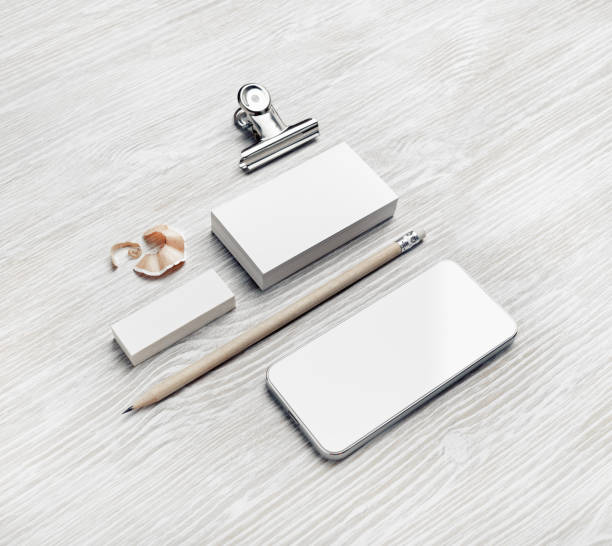 istock Business cards, smartphone, pencil, eraser 1329874676