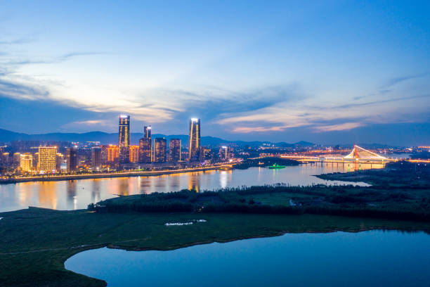 istock Chinese cities, night view and skyline 1329875068