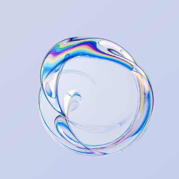 istock Round shaped fluid frame, colorful holographic texture circle 3d rendering material, multicolored gradient abstract shape with thin film effect 1329882130