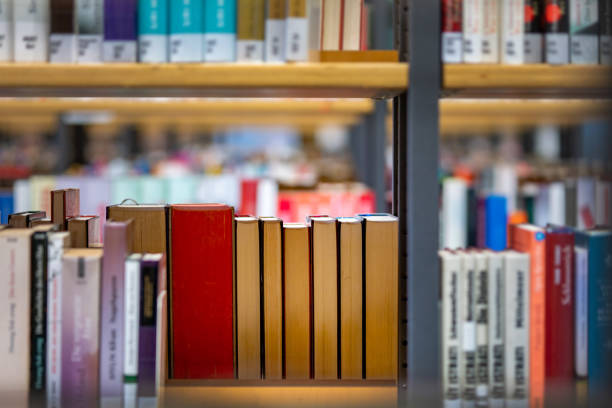 istock Books in a row are on the shelf 1329882585