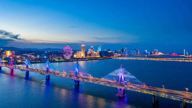 istock Chinese cities, river bridges and city skylines 1329884927