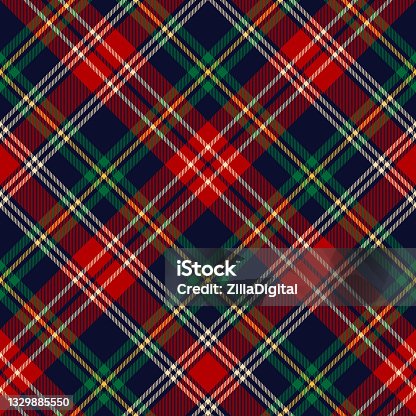 istock Tartan plaid pattern for Christmas duvet cover or carpet in red, green, navy blue, yellow, beige. Seamless dark New Year holiday vector for blanket, throw, other modern winter fabric print. 1329885550