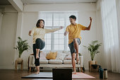 Home workout with love emotion-stock photo