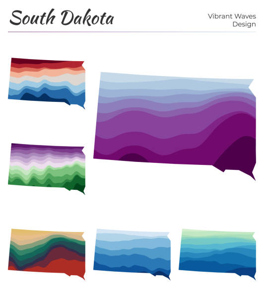 zestaw map wektorowych dakoty południowej. - map dakota south dakota north stock illustrations