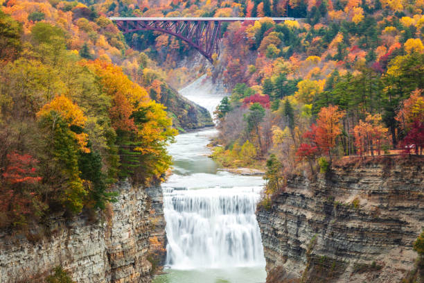 istock Waterfall, autumn leaves, Letchworth State Park 1329890603
