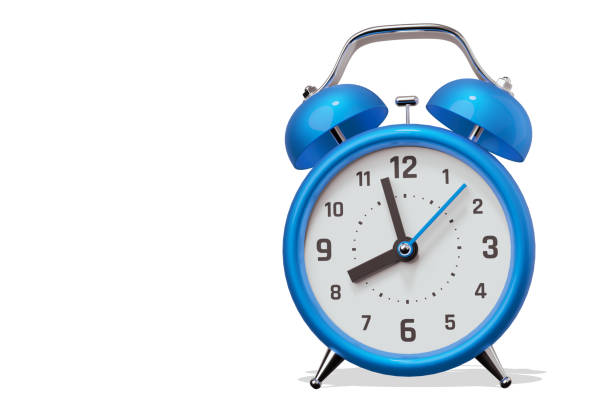 istock 3d illustration of blue retro alarm clock with arrow isolated 1329891908