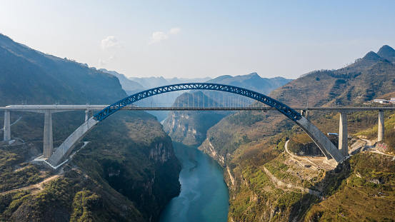 The Yachihe high speed railway bridge in a canyon of Guizhou, China