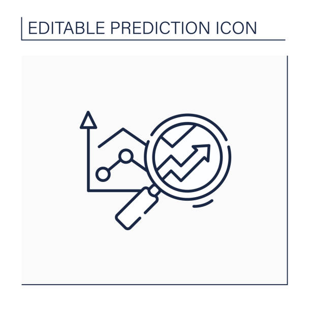 Predictive analytics line icon Predictive analytics line icon. Future forecasts events. Statistics. Careful research. Business predicting concept.Isolated vector illustration.Editable stroke analyzing stock illustrations
