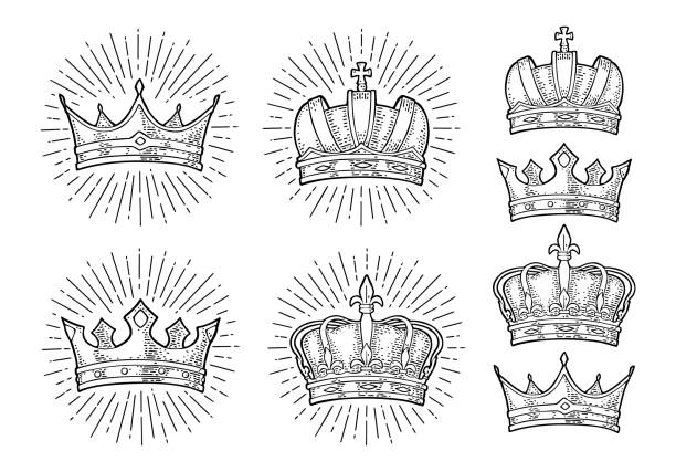 211 Queen Crown Tattoo Designs Drawings Illustrations & Clip Art - iStock