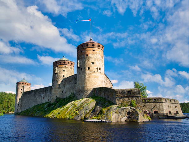 Olavinlinna Fortress View of the Olavinlinna Fortress in the town of Savonlinna, Finland etela savo finland stock pictures, royalty-free photos & images