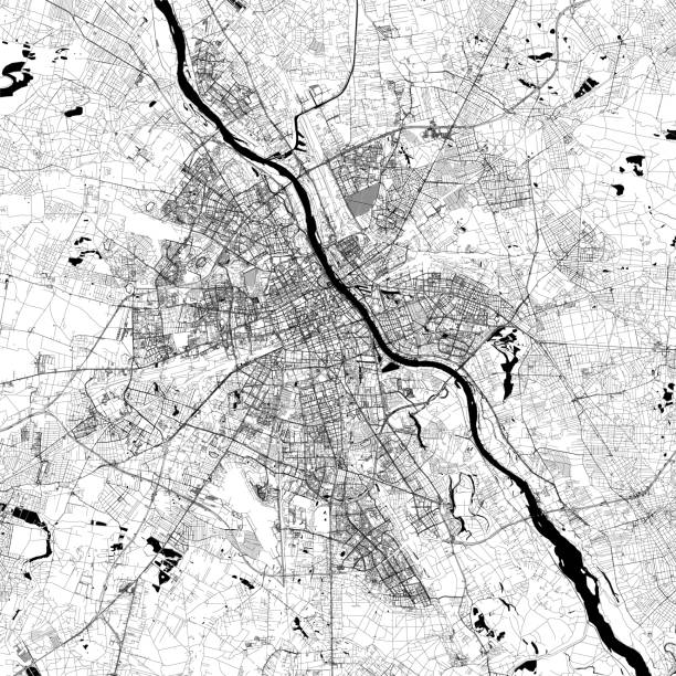 ilustraciones, imágenes clip art, dibujos animados e iconos de stock de mapa vectorial de varsovia, polonia - segunda guerra mundial