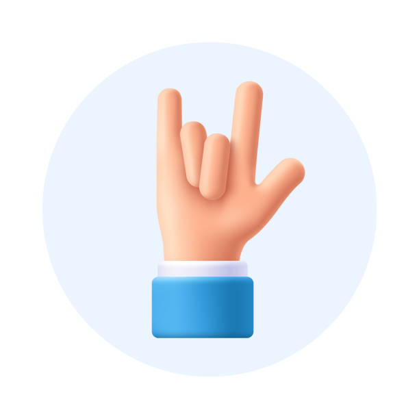 Rock on gesture hand, sign. 3d emoji vector illustration. Rock on gesture hand, sign. 3d emoji vector illustration. horn sign stock illustrations