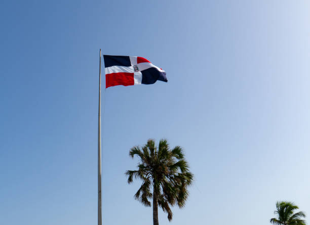 dominican flag - bandera imagens e fotografias de stock