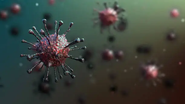 Coronavirus covid-19. Particles of the virus. 3D rendering