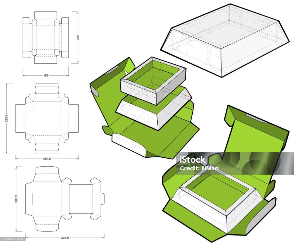 Deconstructed Box Pattern Pyramidal Box And Diecut Pattern The Eps File Is Full Scale And Fully ...
