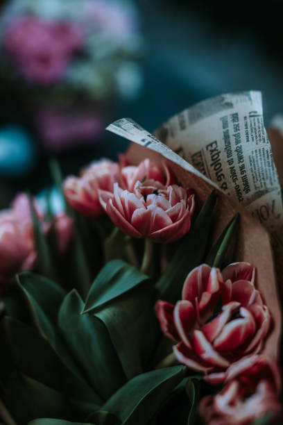 istock Bouquet of pink spring tulips 1329912145