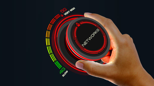 istock 5g technology concept with knob button changing speed 4G to 5G and reverse 1329913167